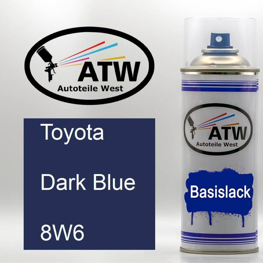 Toyota, Dark Blue, 8W6: 400ml Sprühdose, von ATW Autoteile West.